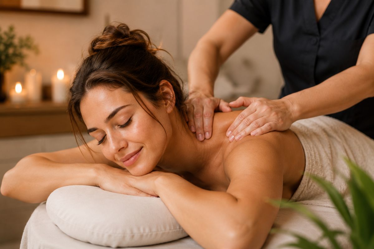 Therapeutic massage helping reduce stress and muscle tension