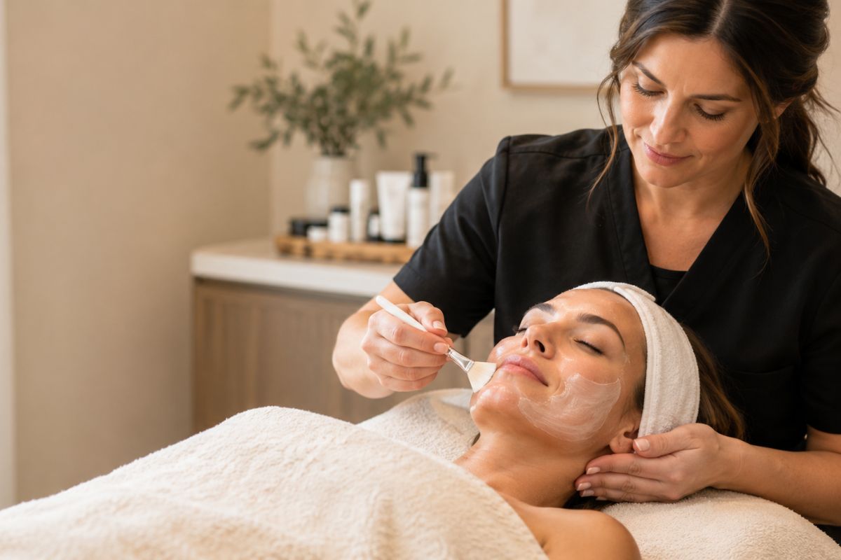 Professional facial treatment at Le Visage Spa & Wellness in Norman